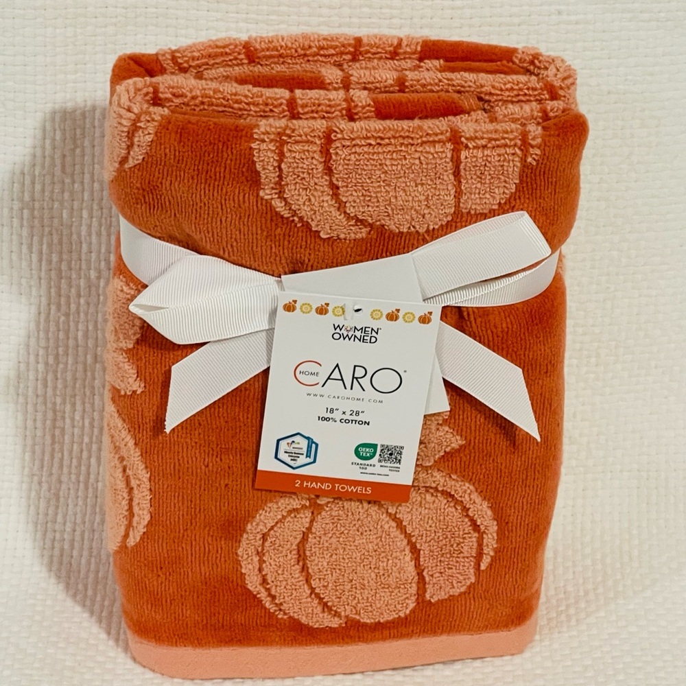 Caro Home Pumpkin Hand Towels - Orange (2-Pack)